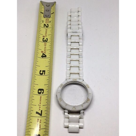 Michael Kors Ceramic Watch Bracelet Case Links Parts Band 20mm White A621 - Picture 1 of 8